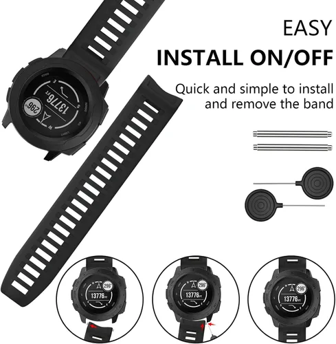 Vista 5 de Compatible con Garmin Instinct Band, correa de repuesto de silicona suave para Garmin Instinct 2/Solar/Tactical
