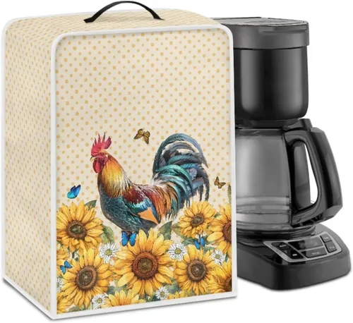 Vista 58 de Funda para cafetera, poliéster, azul, se adapta a la mayoría de máquinas de café estándar, protector resistente al polvo, huellas dactilares