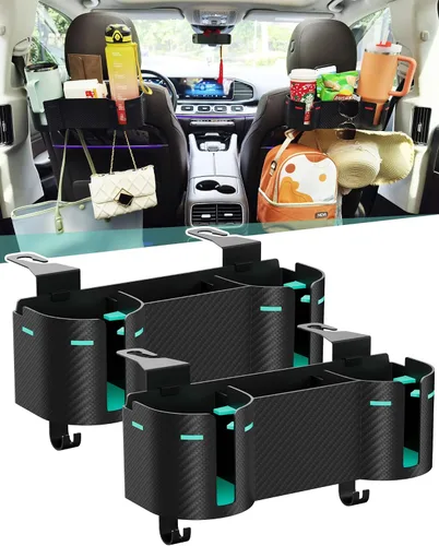 Vista 13 de Soporte para portavasos de asiento trasero de automóvil de 3.7 pulgadas con organizador, organizador de respaldo de asiento 4 en 1 de alta capacidad