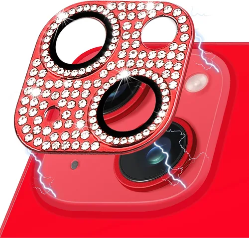 Vista 21 de Protector de lente de cámara para iPhone 13 & iPhone 13 Mini, brillante con diamantes de imitación 3D con purpurina, cubierta de cámara de vidrio