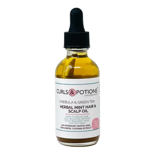 Vista 8 de Curls & Potions Aceite de menta de hierbas para el cabello y el cuero cabelludo con chebula y té verde con biotina, MSM, aceite para el crecimiento