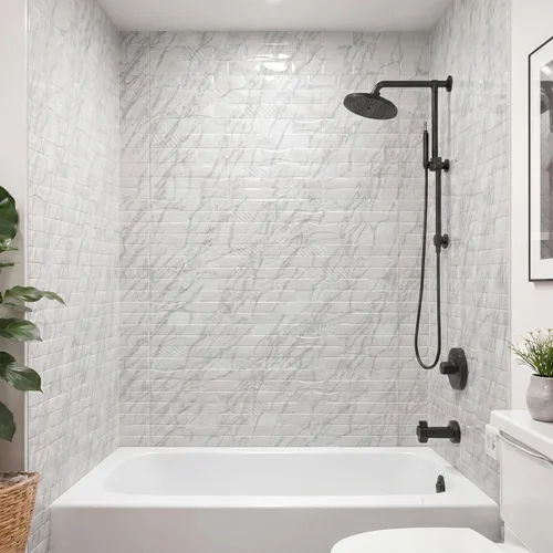 Vista 11 de Versa Tile - Panel de pared de PVC para bañera y ducha, color mármol, 96