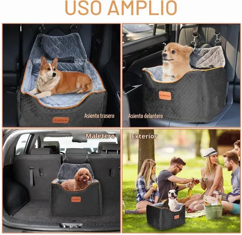 Vista 6 de AlfaTok Asiento de Coche para Perros de Espuma Viscoelástica con Funda Lavable y Desmontable, Asiento de Coche para Mascotas Elevado, Asientos