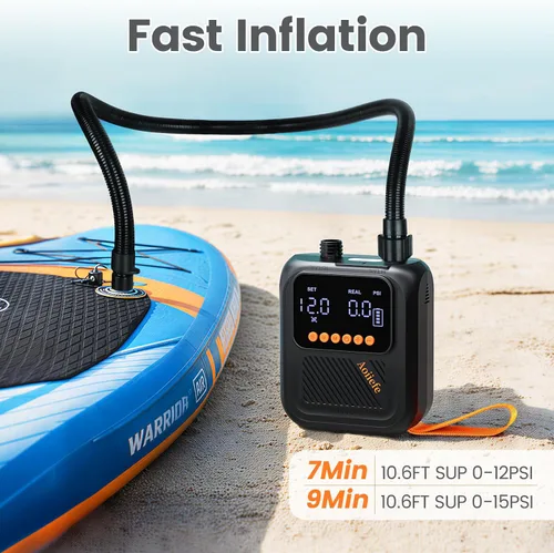 Vista 11 de Portable Rechargeable Electric SUP Paddle Board Pump, Intelligent Dual Stage Inflation&Deflation, Up to 20PSI and Auto-Off for Stand UP Paddle