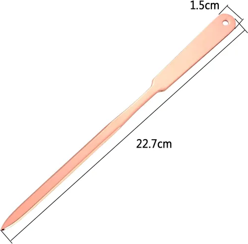 Vista 2 de Outus Paquete de 2 abridores de letras rosados, abridor de sobres dorados, cortadora de acero inoxidable, cuchillo abrecartas de mano, cortadora