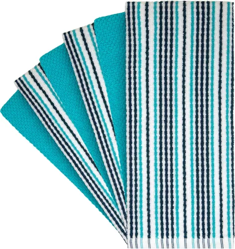 Vista 2 de Toallas de cocina de 16 x 26 pulgadas, paquete de 6 toallas de mano grandes de algodón, paños de cocina, diseño de rayas de palomitas de maíz, juego