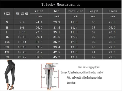 Vista 6 de Tulucky Mallas elásticas de cintura alta de piel sintética para mujer talla regular talla grande