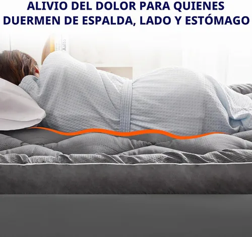 Vista 8 de SLEEP ZONE - Cubrecolchón extragrueso individual para dolor de espalda, funda de colchón de felpa transpirable y gruesa, cubrecama suave con relleno