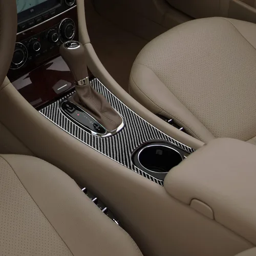 Vista 5 de Fibra de carbono, para accesorios Benz, caja de cambios de consola central, cubierta de panel compatible con Mercedes Benz Clase C W203 2005 2006