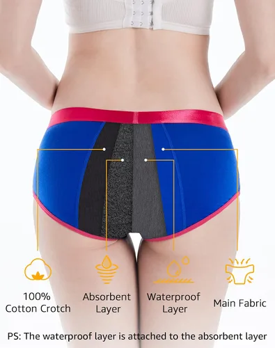 Vista 4 de INNERSY Bragas menstruales de algodón para adolescentes de 8 a 16 años, paquete de 3