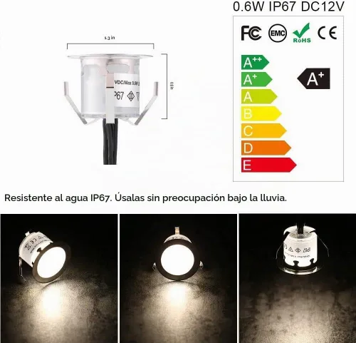 Vista 4 de Lixada Kit de luces LED empotrables para terraza, luz de paisaje al aire libre, IP67, impermeable, bajo voltaje, para patio al aire libre blanco