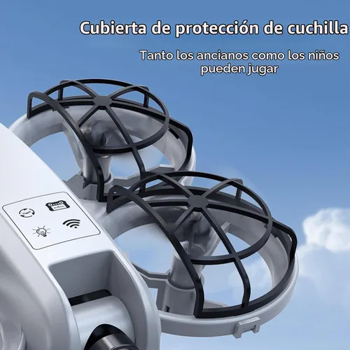 Vista 5 de Mini dron K100 con controlador de pantalla con tarjeta SD, dos baterías, posicionamiento de flujo óptico, protección completa para hélices de vuelo