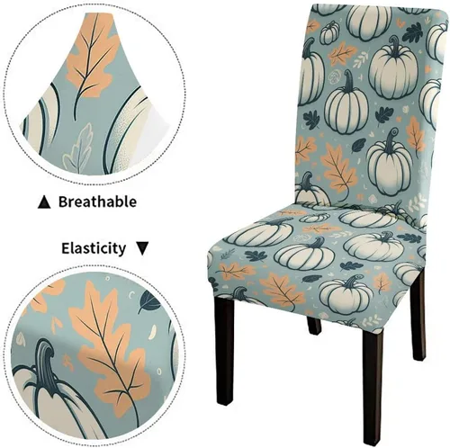 Vista 72 de CAPSCEOLL Christmas Dining Chair Covers,Snowflakes Festive Winter Pattern Stretch Chair Covers for Dining Room Set of 2 Washable Spandex Parson