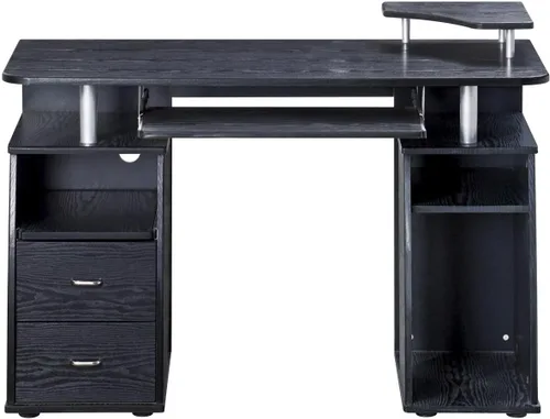 Vista 6 de Techni Mobili Escritorio para computadora de 47 pulgadas de ancho con cajones y almacenamiento, escritorio de oficina con estante para impresora