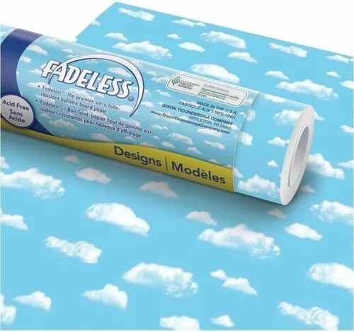 Vista 9 de Fadeless Papel para Tablón de Anuncios, Papel Resistente a la Decoloración para Decoración de Aula, 48" x 50', Azure, 1 Rollo