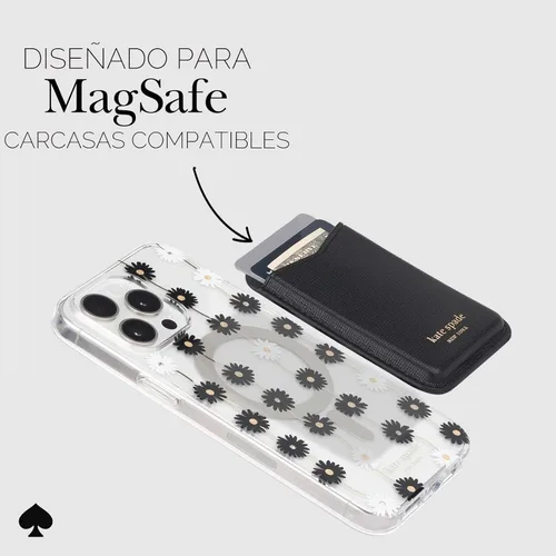 Vista 5 de kate spade new york Billetera/tarjetero magnético, compatible con teléfonos y fundas MagSafe, color negro