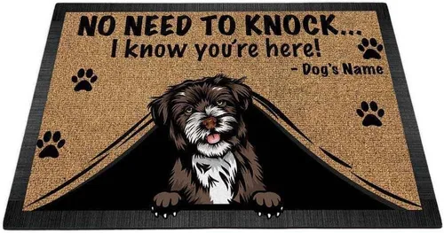 Vista 16 de Felpudo personalizado Peeking Dog English Bulldog No Need to Knock I Konw You're Here 23.6 x 15.7 pulgadas Bulldog-1 Inglés