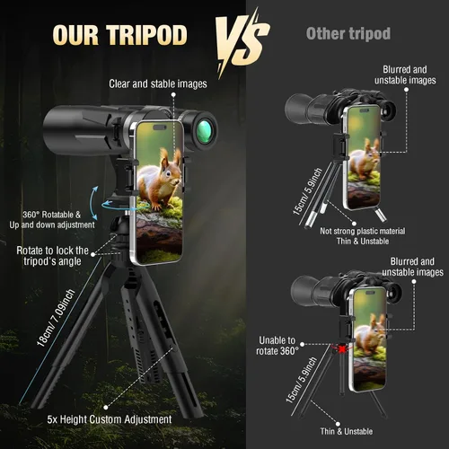 Vista 6 de Binoculares HD de 12 x 42 para adultos con adaptador de teléfono