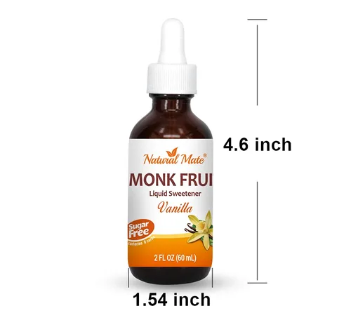 Vista 6 de Edulcorante líquido saborizado de fruta de monje optimizado con eritritol 2oz - Sabor vainilla 1 paquete