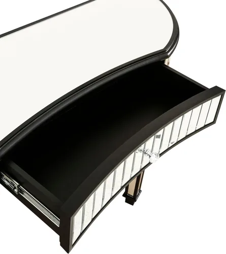 Vista 6 de SSLine Mesa de consola con espejo, mesa auxiliar de maquillaje, moderna mesa auxiliar con espejo, consola multimedia, escritorio de tocador con un