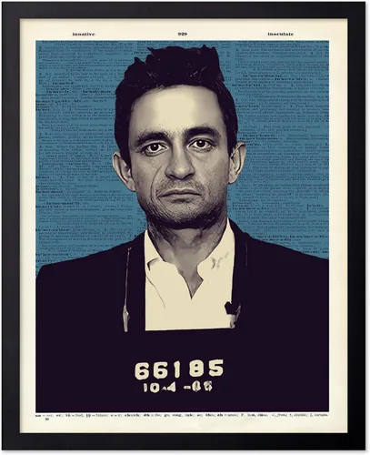 Vista 9 de Monem Art Mugshot Print - Póster retro de ojos azules de Ol' - Arte de diccionario - Diseño de pared de retrato de músico famoso - Gran decoración