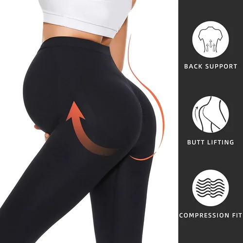 Vista 2 de Refeel Women's Maternity Leggings Over The Belly Pregnancy Workout Active Stretchy Pants