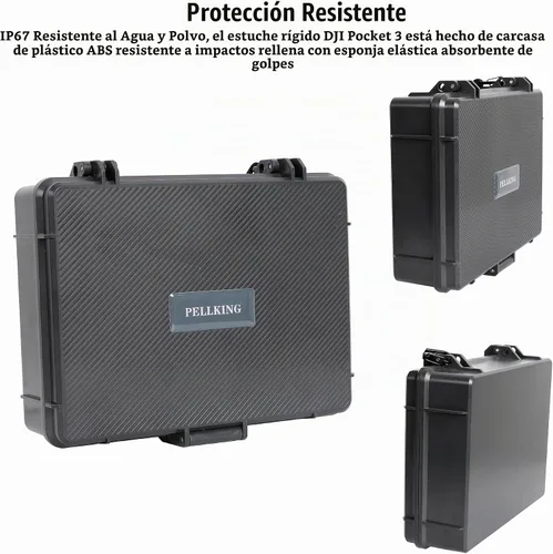 Vista 4 de PellKing Funda rígida para cámara DJI OSMO Pocket 3, caja de almacenamiento compatible con accesorios DJI Pocket 3