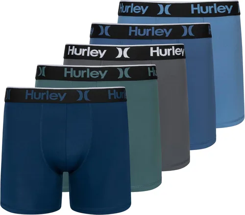 Vista 14 de Hurley calzoncillos tipo bóxer elásticos para hombre, paquete de 5 Combo de helecho de carbón