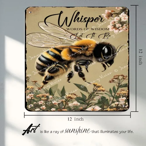 Vista 3 de Zomyto Póster de Whisper Words of Wisdom Let It Be Bees para amantes de las abejas, carteles inspiradores para mujeres y hombres, plato retro
