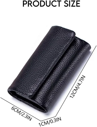 Vista 4 de MFFOR Funda de cuero para llaves para mujeres y hombres, unisex, cartera (negro)