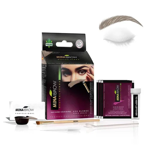 Vista 10 de Polvo de tinte para cejas natural marrón medio de MinaiBrow Kit de tinte instantáneo a prueba de manchas con cepillo doble biselado Marrón medio +