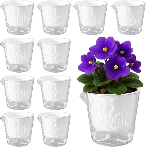 Vista 12 de Macetas de 6.5 pulgadas con riego automático para plantas de interior, paquete de 6 unidades, maceta para violeta africana, macetas con riego Blanco