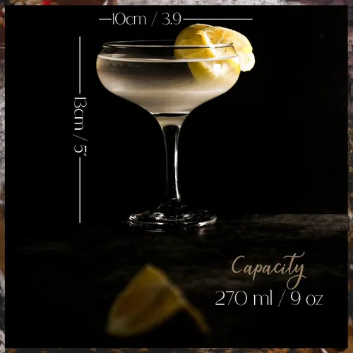 Vista 2 de Juego de 2 copas de cóctel de champán, elegantes copas de cóctel Coupe, copas de Martini, cristalería de tallo largo (2 unidades (9 oz/9.1 fl oz))
