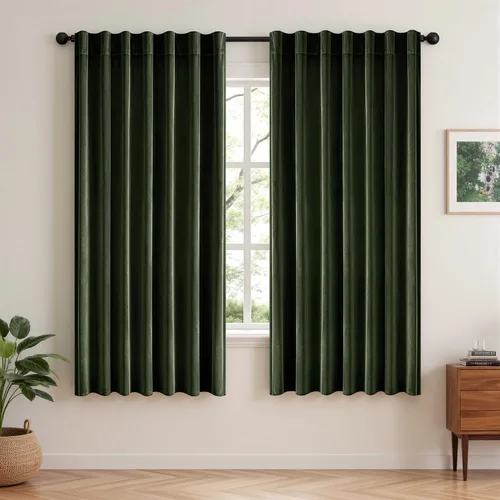 Vista 8 de VISIONTEX Velvet Blackout Curtains Thermal Insulated Beige 63 Inches Beige Camel