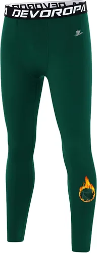 Vista 22 de DEVOROPA - Leggings de compresión para niños, mallas deportivas con forro polar, capa base térmica Verde militar (forro polar)