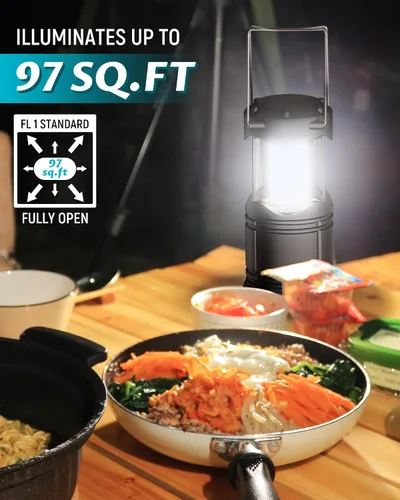 Vista 2 de Lichamp Paquete de 4 linternas LED para acampar, luces de campamento con pilas, linterna plegable LED, kit de suministros de emergencia portátiles