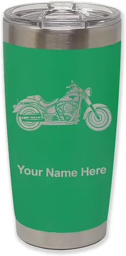 Vista 37 de LaserGram Vaso personalizado de 20 onzas, motocicleta (negro) Regalo grabado para motociclistas, acero inoxidable aislado al vacío, grabado