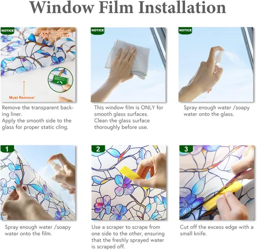 Vista 9 de SOMWISE Película de privacidad para ventana de vidrio esmerilado con herramientas, bloqueo de calor, anti-UV, antirreflejo, adherencia estática