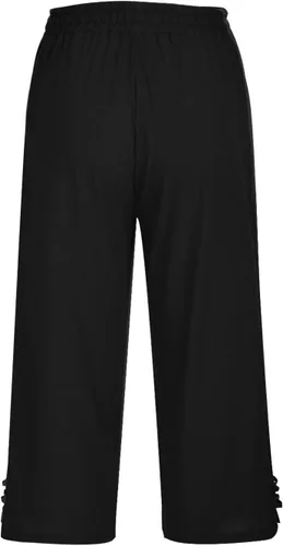 Vista 5 de Ceboyel Pantalones de lino para mujer, pantalones capri casuales de verano 2023, pantalones capri recortados, pantalones ligeros y cónicos, trajes