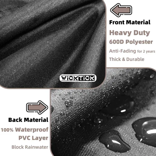 Vista 5 de WICKTICK Funda rectangular para mesa de fogata de gas de 44 x 28 pulgadas, cubierta para mesa de fuego resistente al agua 600D de servicio pesado