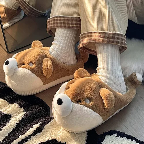 Vista 6 de RAGEFIVE Lindas pantuflas de vaca para mujeres y niñas, pantuflas de algodón de felpa mullida para el hogar, para interiores y exteriores