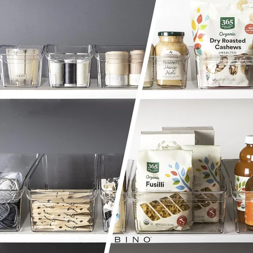 Vista 4 de BINO Contenedores de almacenamiento de plástico, grandes THE CURVE COLLECTION Organizador multiusos para refrigerador/congelador Asa