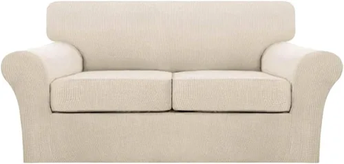 Vista 17 de Turquoize 2 fundas para sillas de sala de estar, funda de sofá con fundas de cojín individuales, funda de muebles para sillas (silla, beige biscotti)