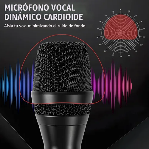 Vista 3 de Micrófono con cable para canto, micrófono vocal dinámico profesional de karaoke de mano, micrófono de estudio cardioide, 16.4 pies XLR y 6.35 MM