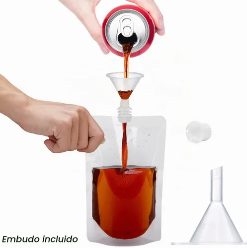 Vista 2 de Juego de 20 botellas de plástico reutilizables de 8 onzas, bolsas de bebidas de viaje, a prueba de fugas, sin BPA para viajes al aire libre 20