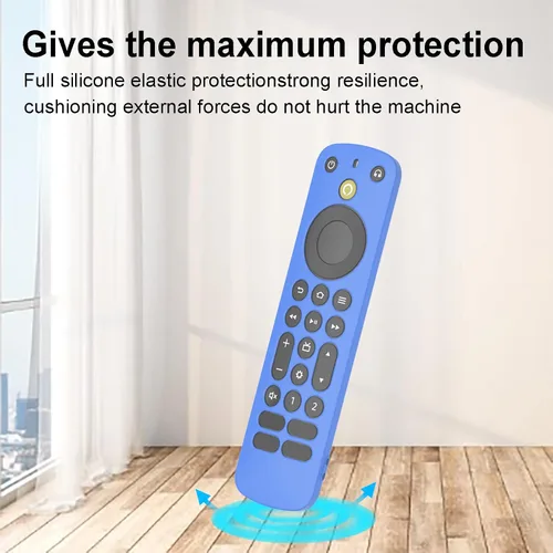 Vista 7 de LEFXMOPHY Funda azul compatible con Alexa Voice Remote Pro 2022, funda protectora de silicona que brilla en la oscuridad con correa
