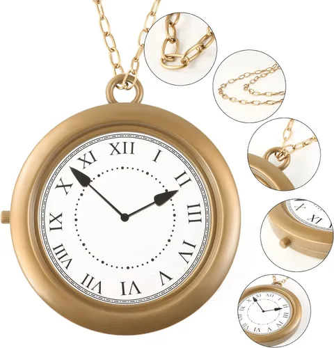 Vista 3 de Yeetec 1 collar de reloj de conejo blanco, reloj de rapero de hip-hop, collar de reloj de rapero para Halloween, accesorios de disfraz de conejo