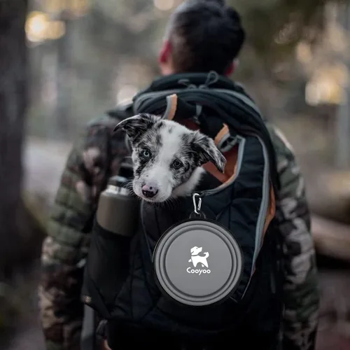 Vista 94 de COOYOO Cuenco plegable para perros, paquete de 2 cuencos plegables para agua para perros y gatos, plato portátil para alimentación de mascotas