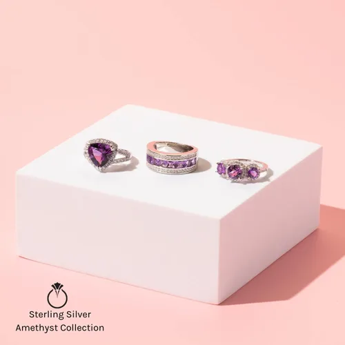 Vista 3 de PEORA Anillo de boda Half Eternity para mujer, plata de ley 925 con piedras preciosas de corte princesa, tallas 5 a 9