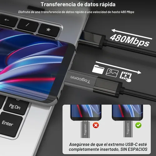 Vista 4 de Adaptador USB C a Micro USB, paquete de 2 unidades, USB tipo C (hembra) a micro USB (macho) Conector de conversión compatible con carga